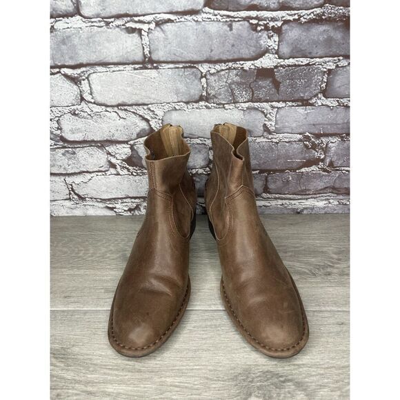 UGG 1098310 BANDARA Brown Leather Block Heel Ankle Booties SAHARA Boots Women 8M - Picture 2 of 16